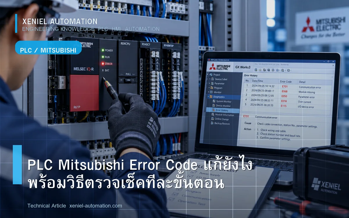 ภาพประกอบ: Mitsubishi PLC ไฟ ERR: แยกรุ่นและอ่าน Error Code อย่างถูกต้อง